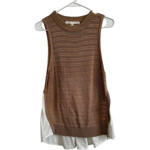 Veronica Beard Brown and Cream Knit Blouse